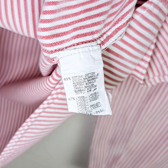 Brunello Cucinelli Button Down Shirt Oxford cotton Large Red White stripe - Picture 6 of 9